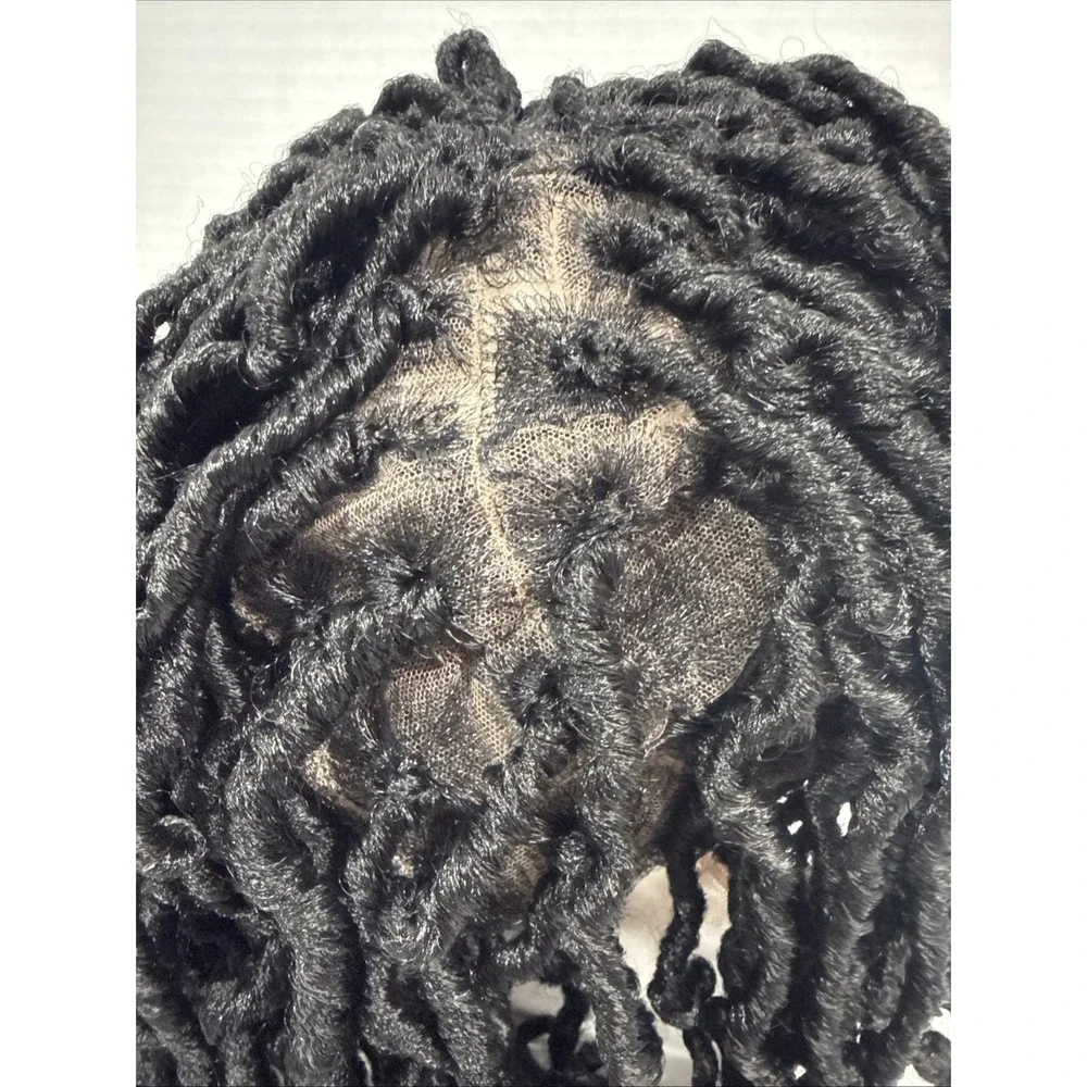 Shoulder Length  Dreadlock Black Kinky Twist Wig With Cap .